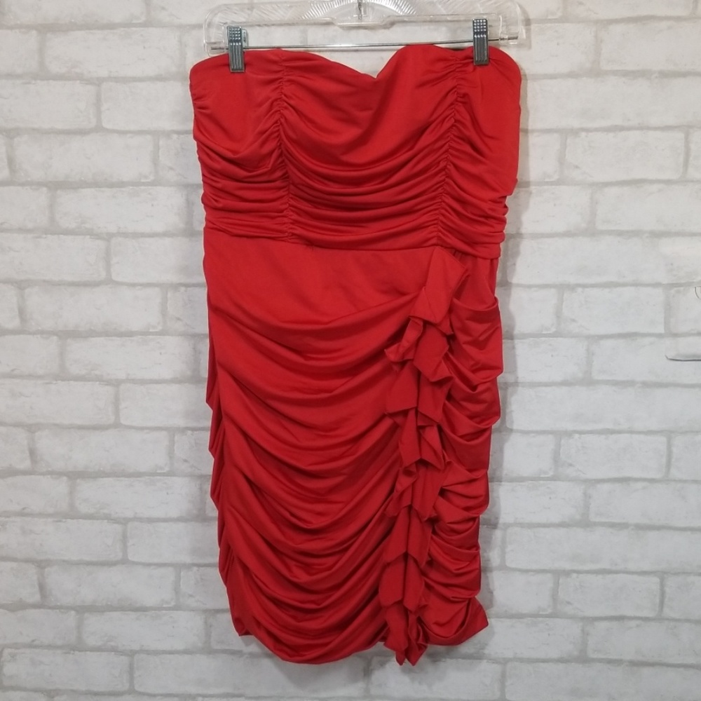 My Michelle red ruffled strapless dress size XL